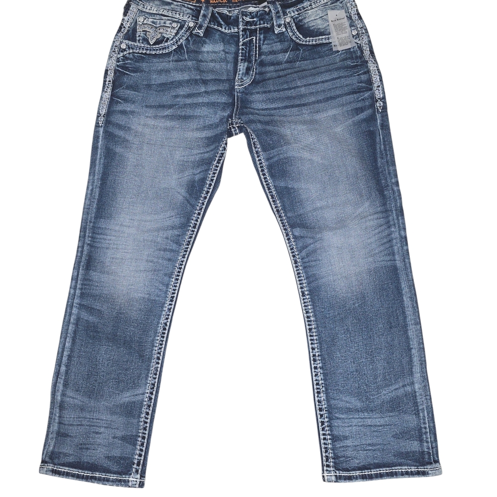 Rock Revival Men's Distressed Blue Jeans